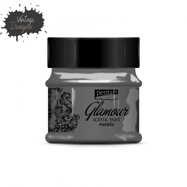 Glamour metallic acrylic paint - 50ml black silver -